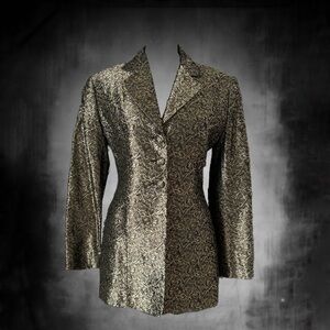 Georgiou Studio Black and Gold Brocade Suit Jacket Size 0